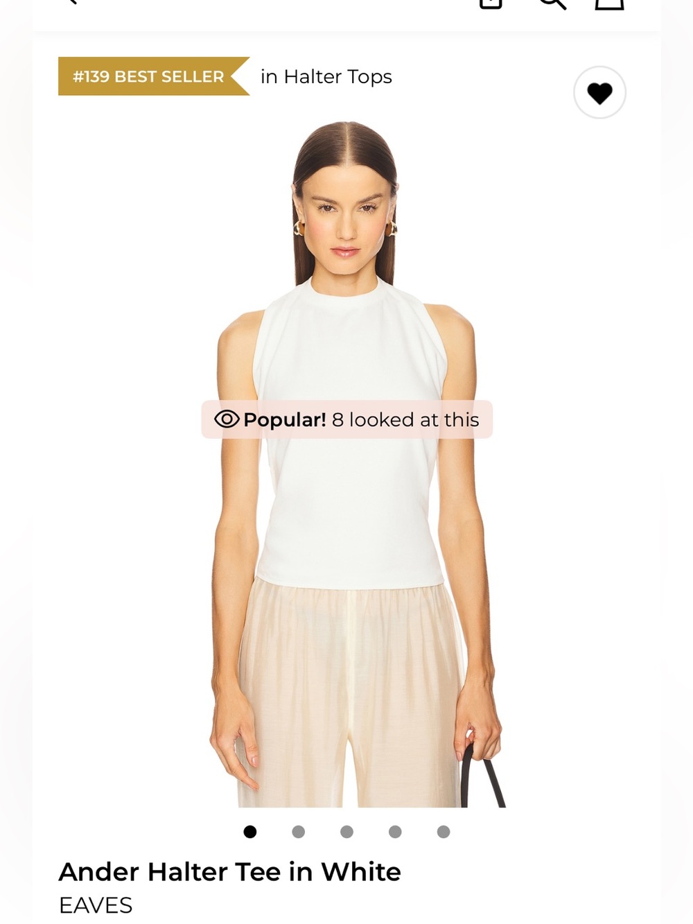 NWT Eaves Ander Halter Tank in White